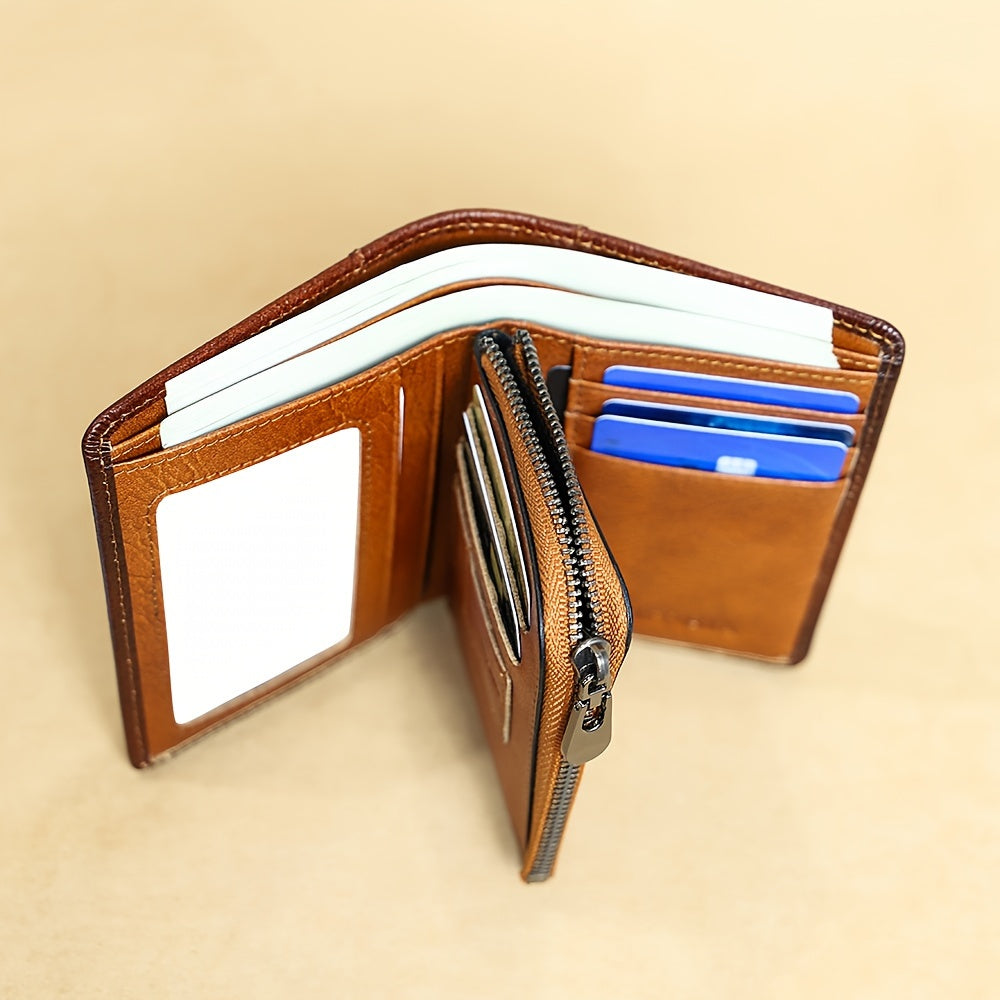 Men's Wallet – RFID Blocking, Trifold Zipper Coin Pocket Genuine – detail view 21