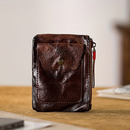 Men's Wallet – 2 Colors, Snap Coin Organizer Zipper Leather – detail view 11