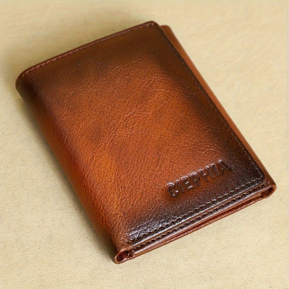 Men's Wallet – Trifold Leather Premium Cowhide Full – front view - product view 12