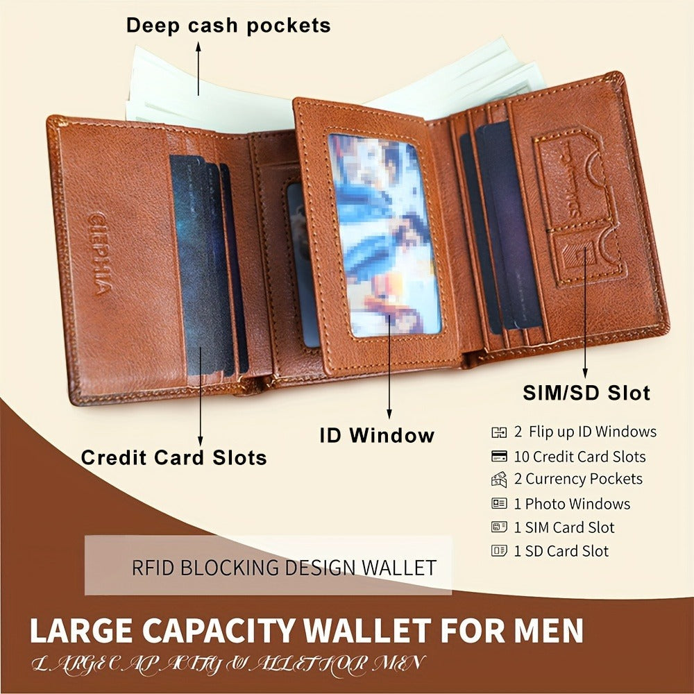 Men's Wallet – Trifold Leather Premium Cowhide Full – detail view 12