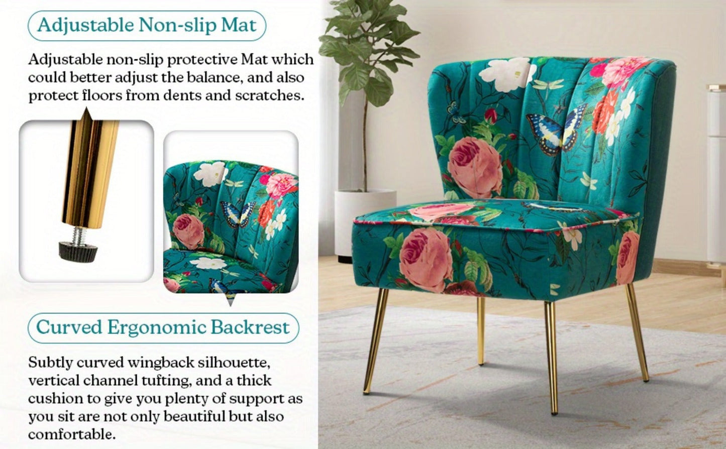 Metal Accent Chair with Multiple Color Options for Living Room detail image - detail view 18
