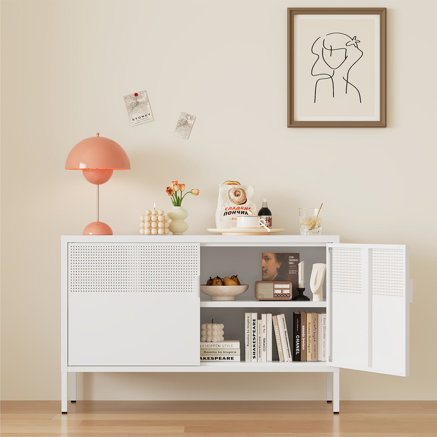 Storage Cabinet shown in the White option