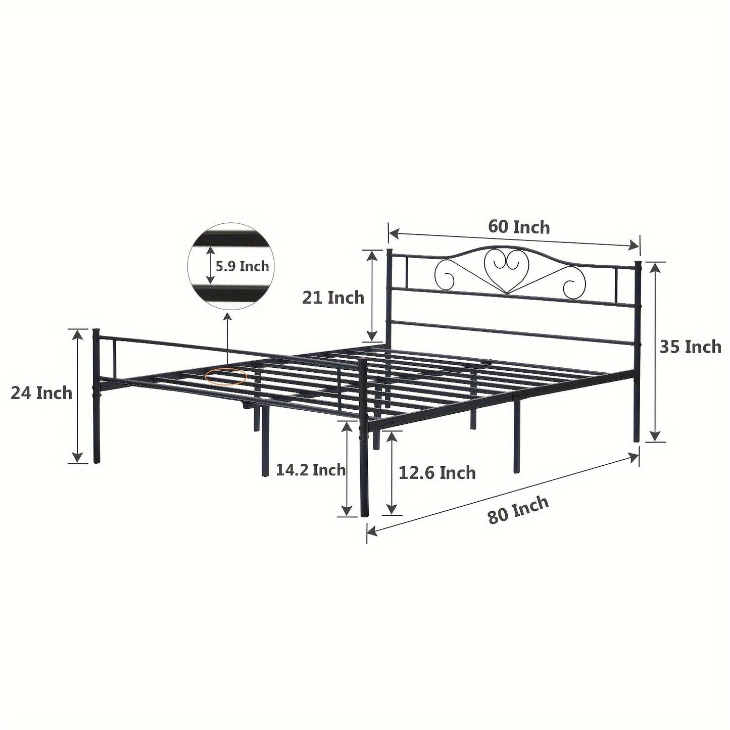 Bed Frame shown in the Black, Queen option