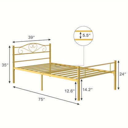 Bed Frame shown in the 【Golden color】, Twin option