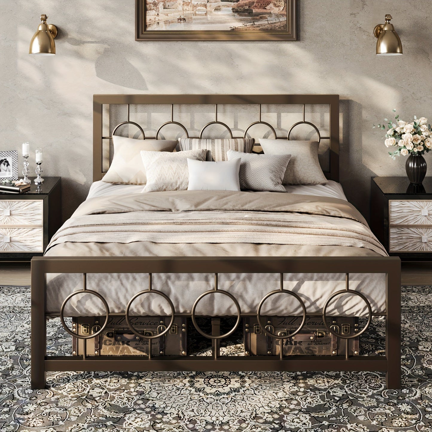 Bed Frame shown in the Brown, Queen option