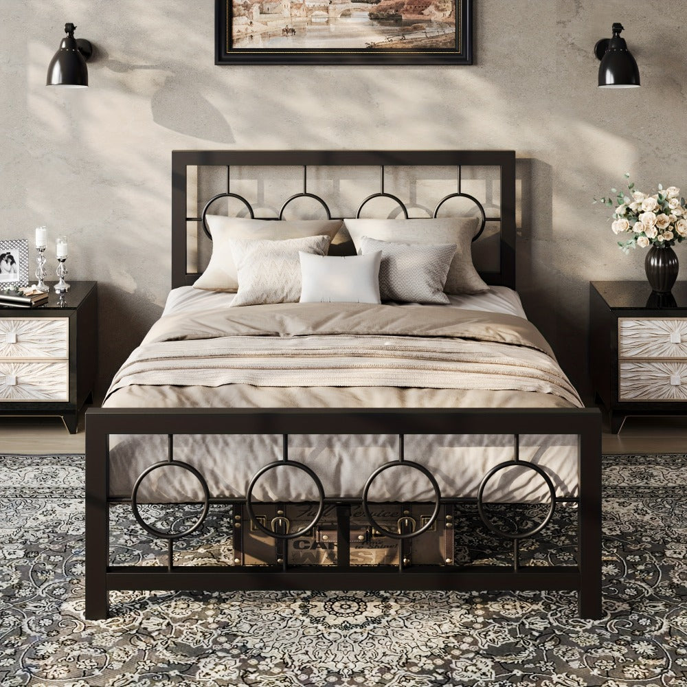 Metal Bed Frame with Headboard and Footboard, Mattress Support Frame detail image - detail view 5