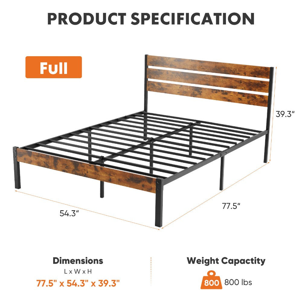 Metal Bed Frame with No Box Spring Needed and Solid Wood Construction for Bedroom detail image - detail view 19