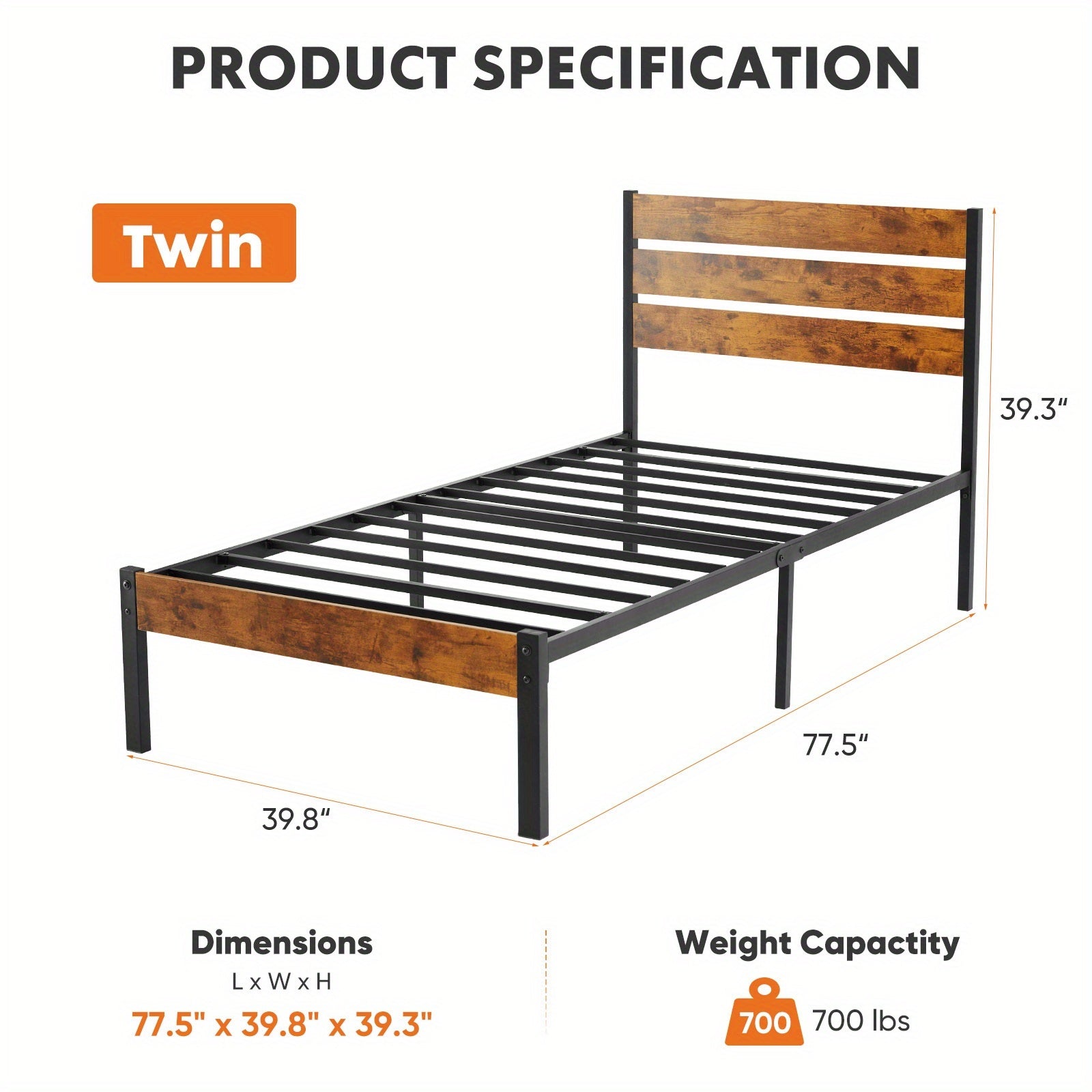 Bed Frame shown in the Twin option