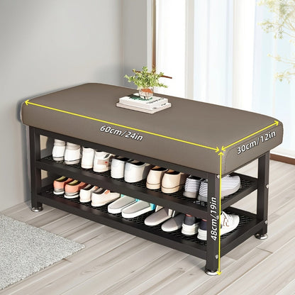 Metal Entryway Bench with Padded Seat for Comfortable Everyday Seating detail image - detail view 3