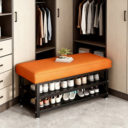 Metal Entryway Bench with Padded Seat for Comfortable Everyday Seating, in Grey detail image - detail view 11