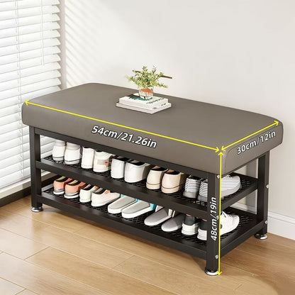 Metal Entryway Bench with Padded Seat for Comfortable Everyday Seating, in Grey detail image - detail view 5