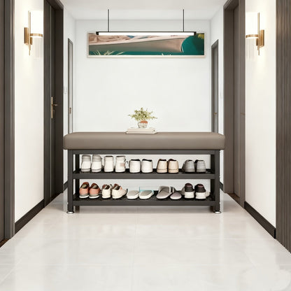 Metal Entryway Bench with Padded Seat for Comfortable Everyday Seating, in Grey detail image - detail view 7