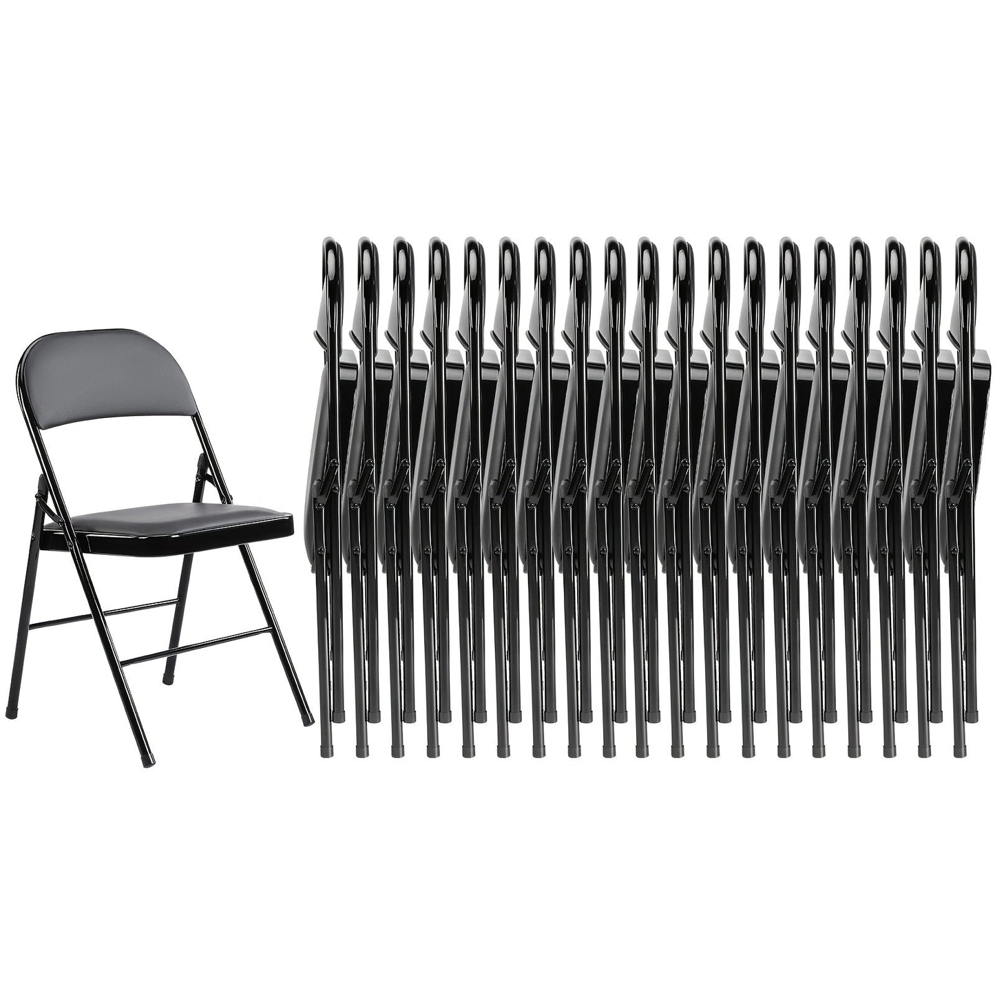 Folding Chair shown in the Black, 20 Packs option