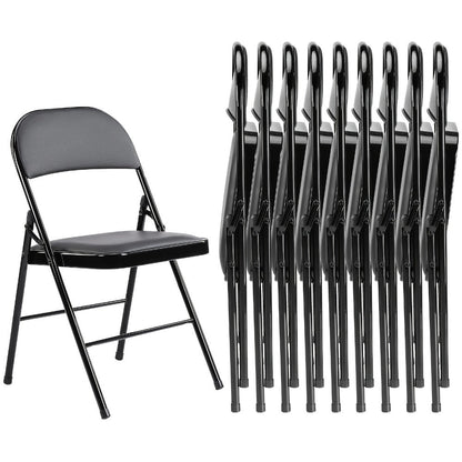 Metal Faux Leather Folding Chair with Stackable Design for Comfortable Everyday Seating detail image - detail view 5
