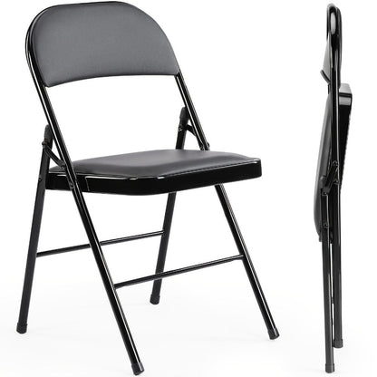 Metal Faux Leather Folding Chair with Stackable Design for Comfortable Everyday Seating detail image - detail view 9