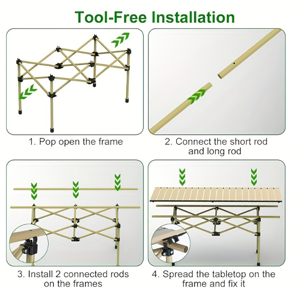 Metal Folding Table, Portable Fold-Up Table for Work, Display, and Everyday Use in Patio detail image - detail view 8