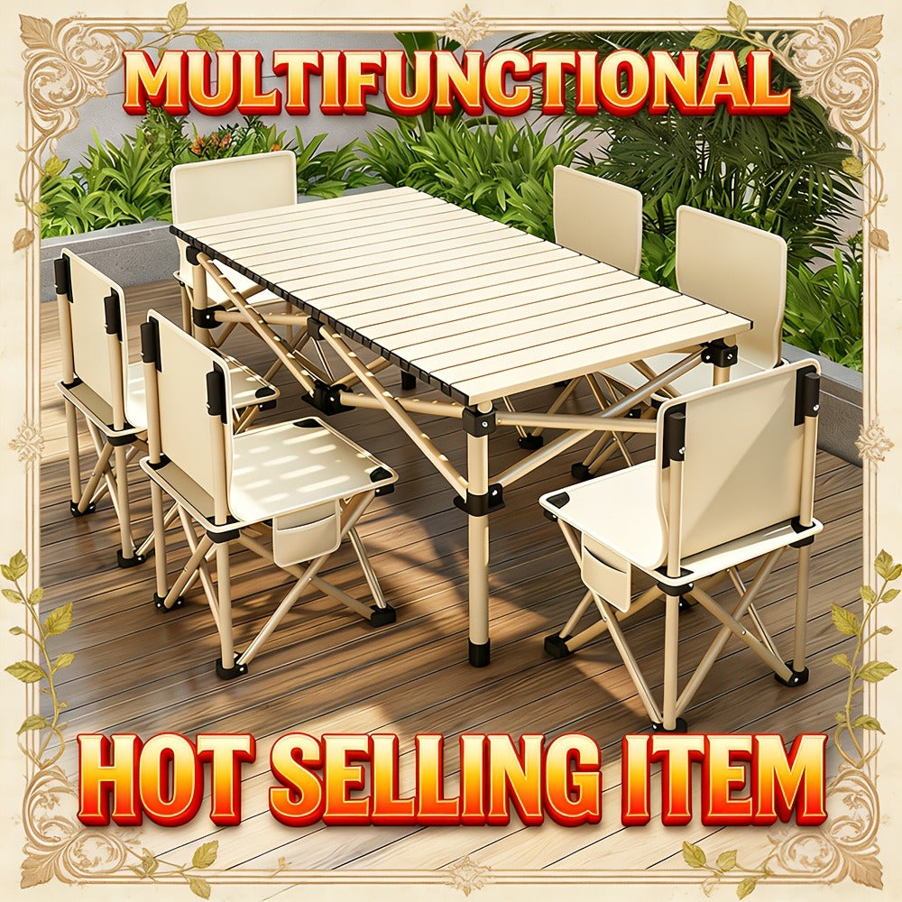 Folding Table, Portable Foldable Camping Table 4-6 Person Metal Outdoor Picnic Table shown in the main product view
