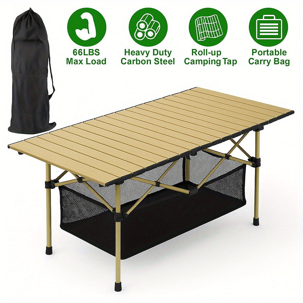 Folding Table shown in the Yellow Adjustable Up And Down - With Black Mesh Pocket option