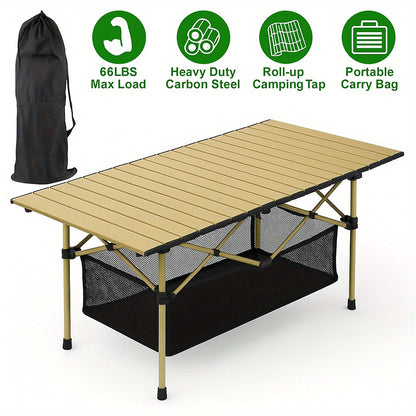 Folding Table shown in the Yellow Adjustable Up And Down - With Black Mesh Pocket option