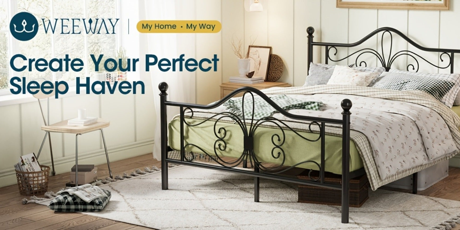 Metal Platform Bed Frame with Headboard and Footboard and No Box Spring Needed for Bedroom detail image - detail view 14