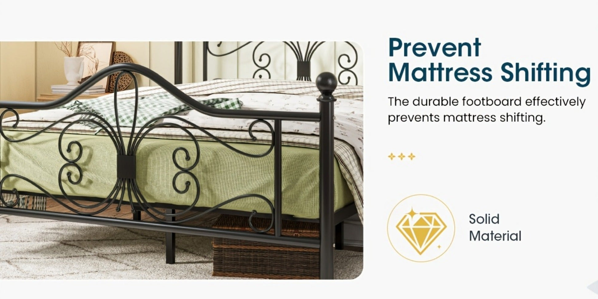 Metal Platform Bed Frame with Headboard and Footboard and No Box Spring Needed for Bedroom detail image - detail view 18