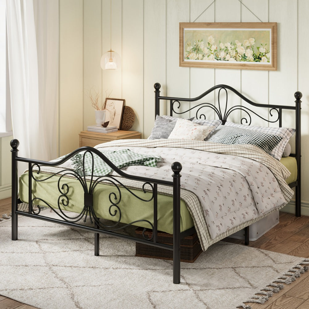 Metal Platform Bed Frame with Headboard and Footboard and No Box Spring Needed for Bedroom detail image