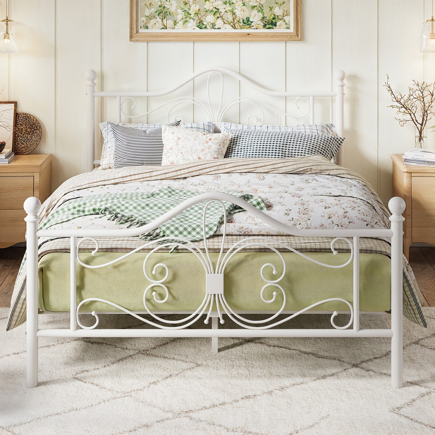 Platform Bed Frame shown in the White, Full option