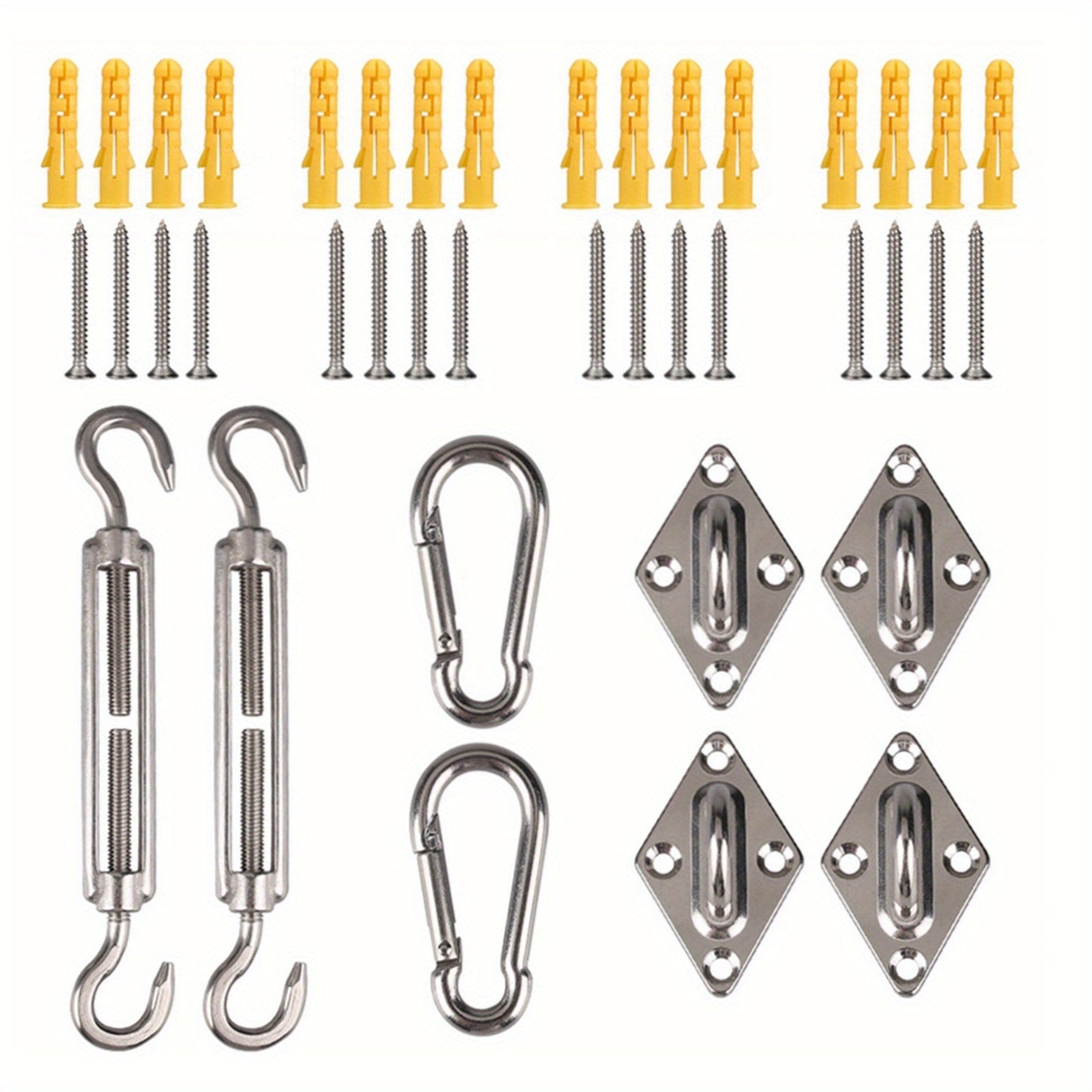 Shade Sail Hardware shown in the 40PCs Hardware Kit option