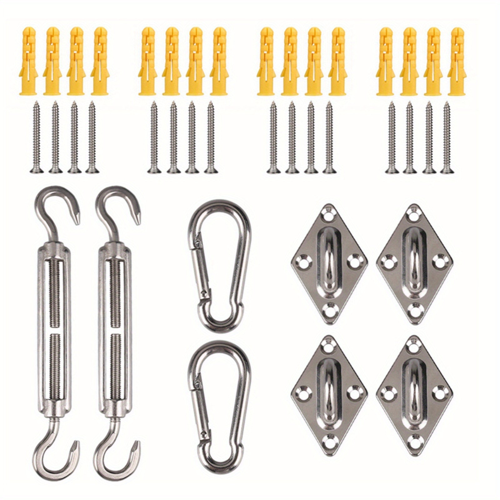 Shade Sail Hardware shown in the 40PCs Hardware Kit option