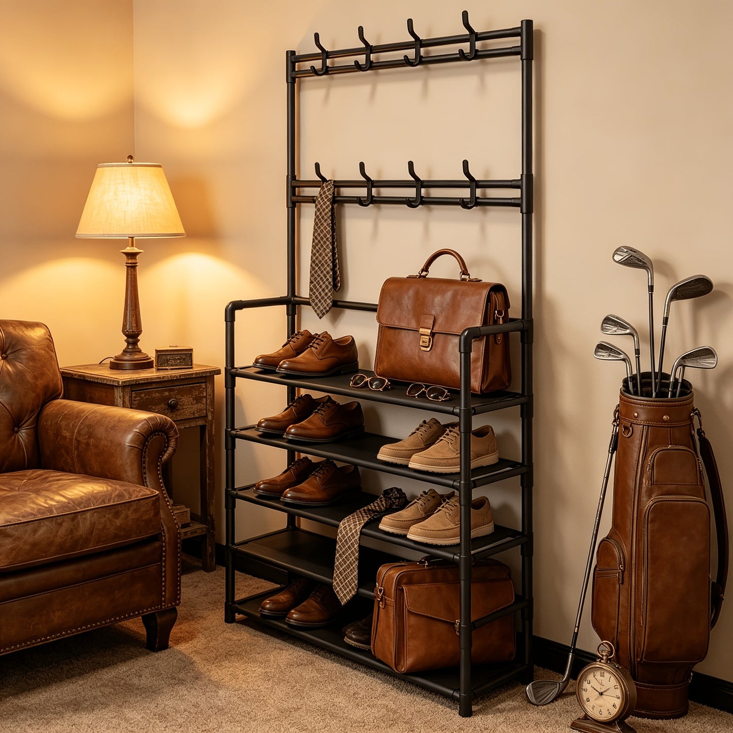 Shoe Rack shown in the Upgraded Thickened Black option
