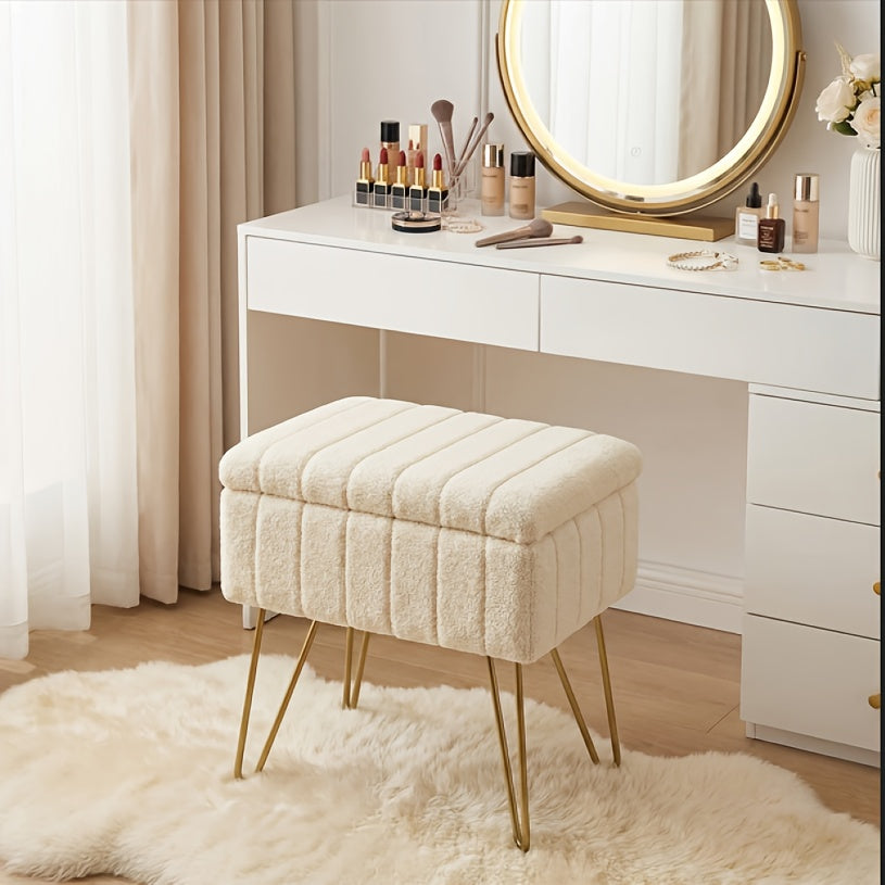 Vanity Stool shown in the Camel option