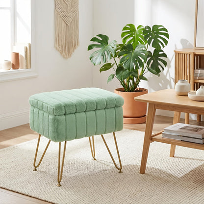 Vanity Stool shown in the Mint Green option