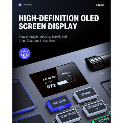 MIDI Keyboard Controller, USB-C, USB, Donner, DMK25, Pro for Music Production detail image - detail view 10