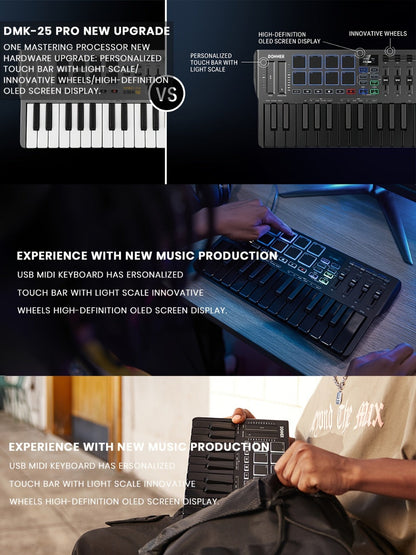 MIDI Keyboard Controller, USB-C, USB, Donner, DMK25, Pro for Music Production detail image - detail view 15