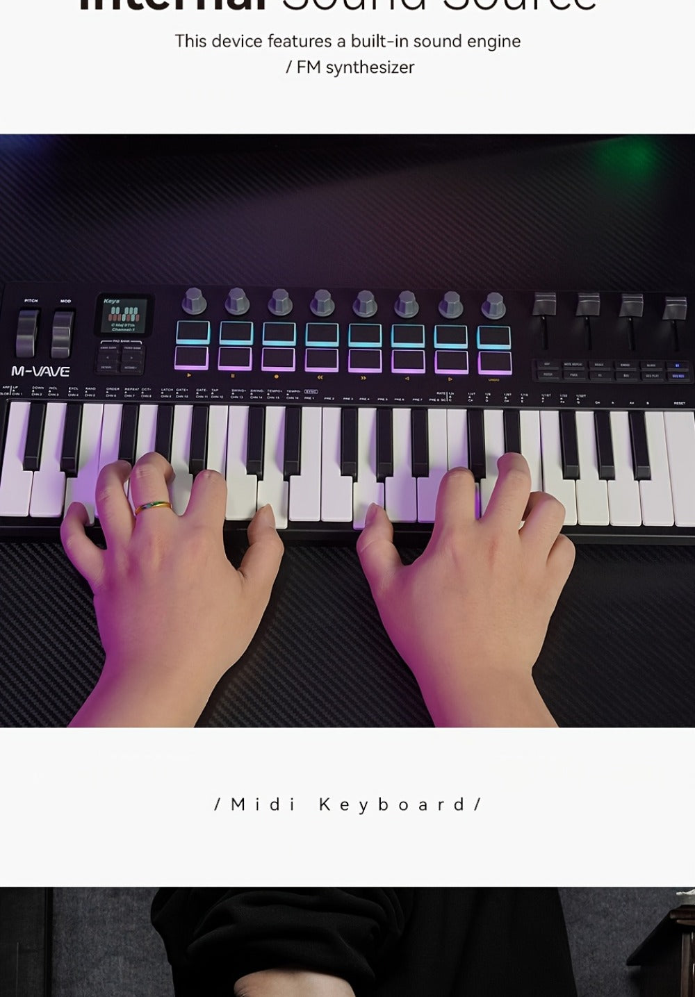 MIDI Keyboard Controller, Wireless, 37 Keys, M-VAVE, SMK37PRO for Music Production detail image - detail view 13