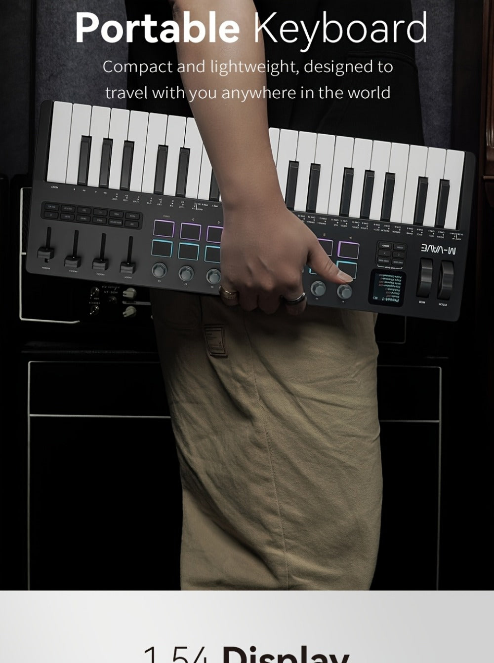 MIDI Keyboard Controller, Wireless, 37 Keys, M-VAVE, SMK37PRO for Music Production detail image - detail view 14