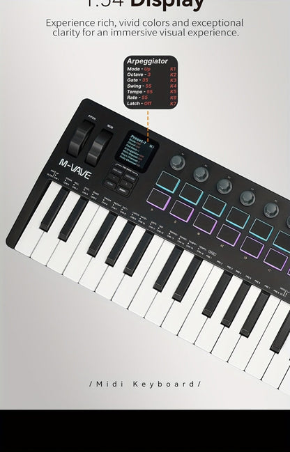 MIDI Keyboard Controller, Wireless, 37 Keys, M-VAVE, SMK37PRO for Music Production detail image - detail view 15