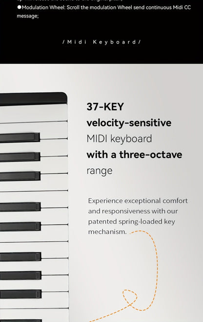 MIDI Keyboard Controller, Wireless, 37 Keys, M-VAVE, SMK37PRO for Music Production detail image - detail view 17