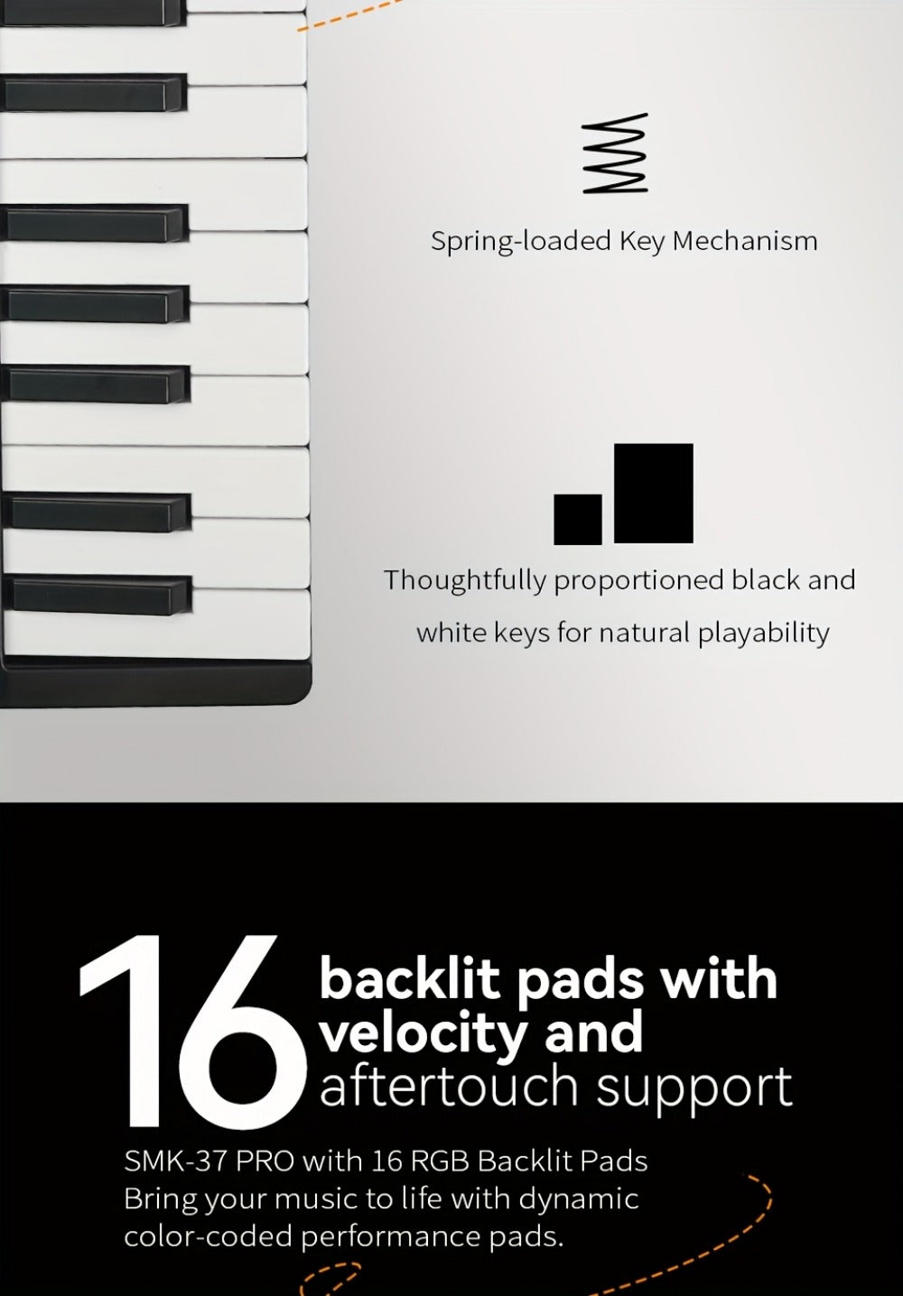 MIDI Keyboard Controller, Wireless, 37 Keys, M-VAVE, SMK37PRO for Music Production detail image - detail view 18