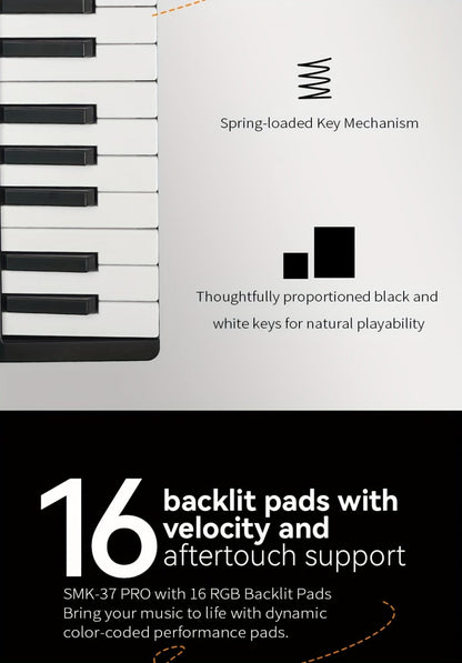 MIDI Keyboard Controller, Wireless, 37 Keys, M-VAVE, SMK37PRO for Music Production detail image - detail view 18