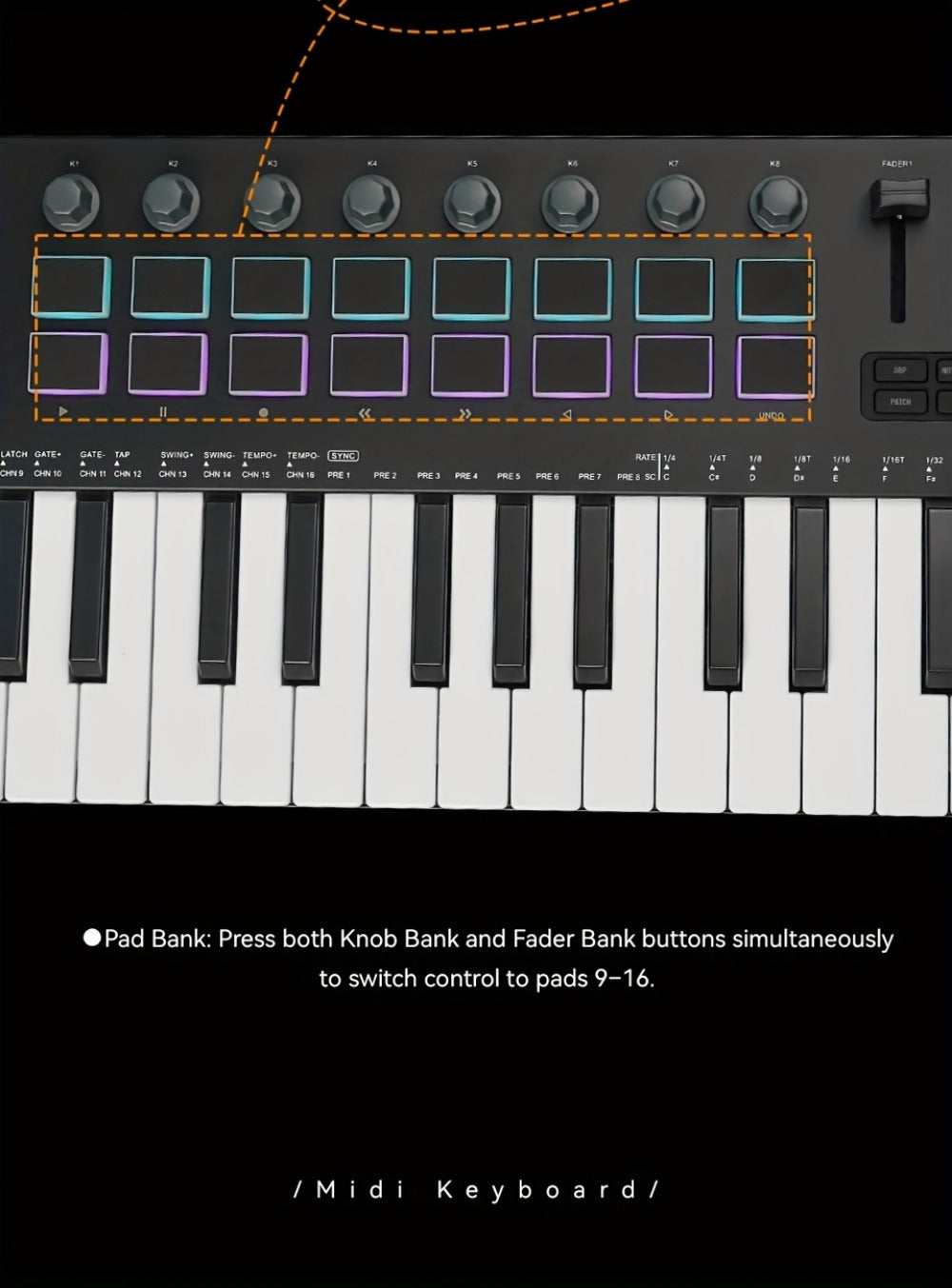 MIDI Keyboard Controller, Wireless, 37 Keys, M-VAVE, SMK37PRO for Music Production detail image - detail view 19