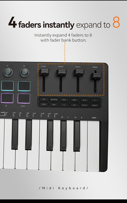 MIDI Keyboard Controller, Wireless, 37 Keys, M-VAVE, SMK37PRO for Music Production detail image - detail view 20
