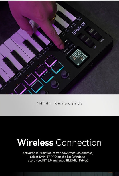 MIDI Keyboard Controller, Wireless, 37 Keys, M-VAVE, SMK37PRO for Music Production detail image - detail view 24