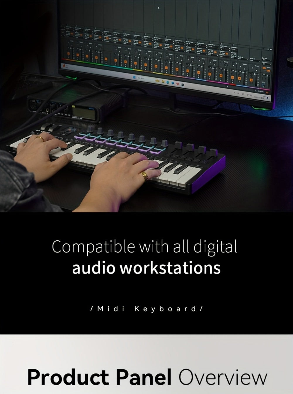 MIDI Keyboard Controller, Wireless, 37 Keys, M-VAVE, SMK37PRO for Music Production detail image - detail view 25