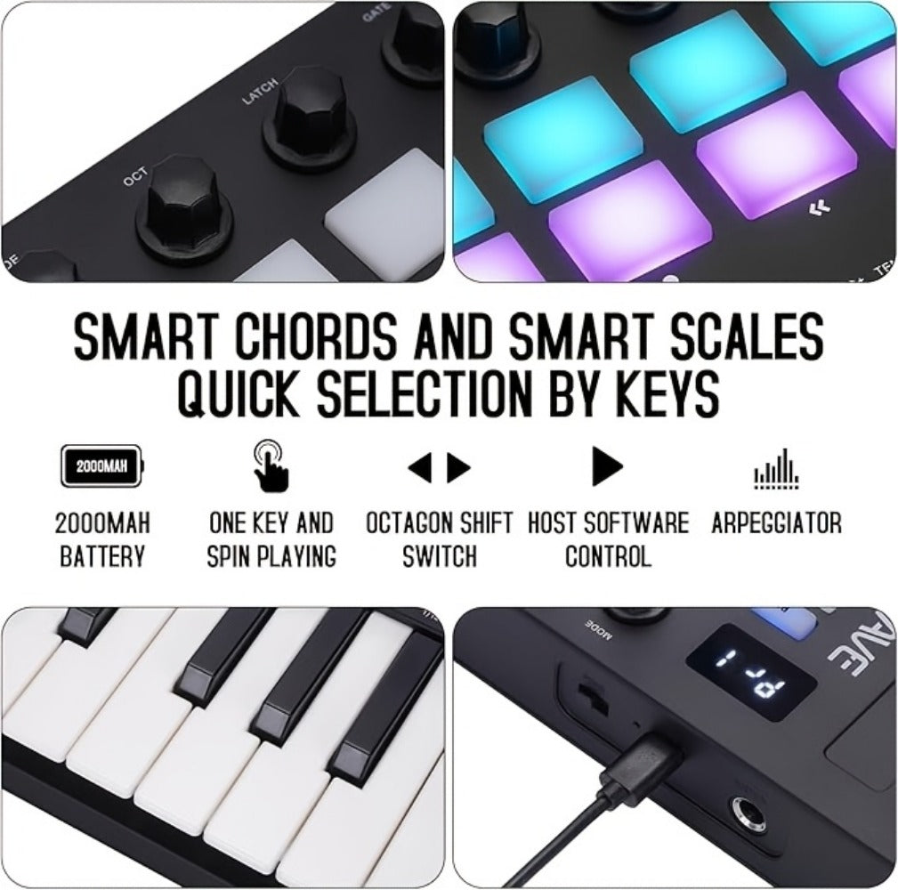 MIDI Pad Controller, RGB, Wireless, M-VAVE, 25-Key, Keyboard for Music Production detail image - detail view 14