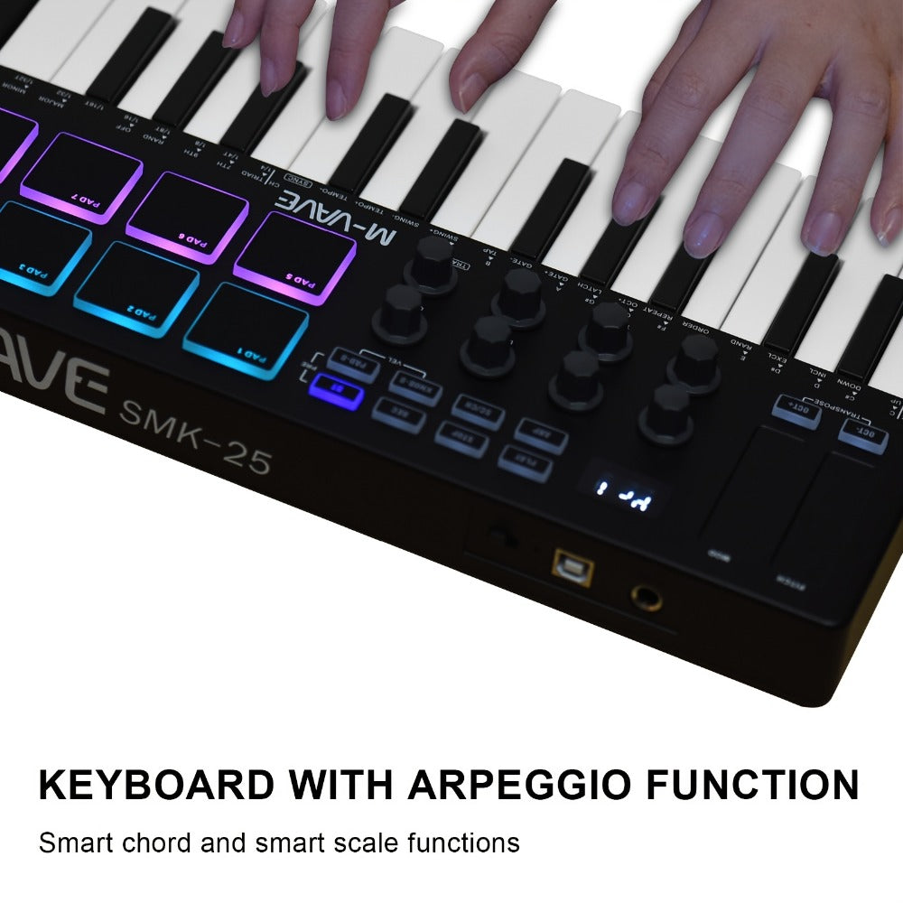 MIDI Pad Controller, RGB, Wireless, M-VAVE, 25-Key, Keyboard for Music Production detail image - detail view 4