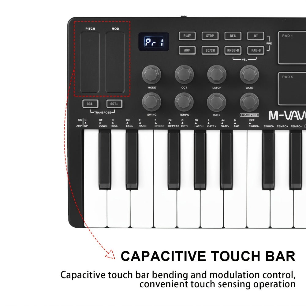 MIDI Pad Controller, RGB, Wireless, M-VAVE, 25-Key, Keyboard for Music Production detail image - detail view 8