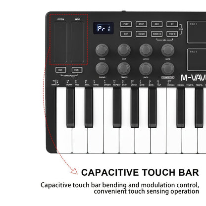 MIDI Pad Controller, RGB, Wireless, M-VAVE, 25-Key, Keyboard for Music Production detail image - detail view 8