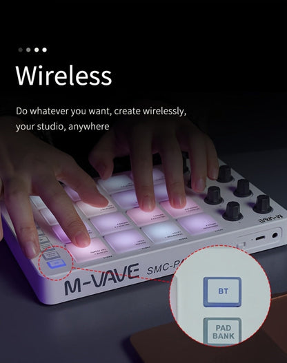 MIDI Pad Controller, Wireless, USB, M-VAVE, Portable for Music Production detail image - detail view 13