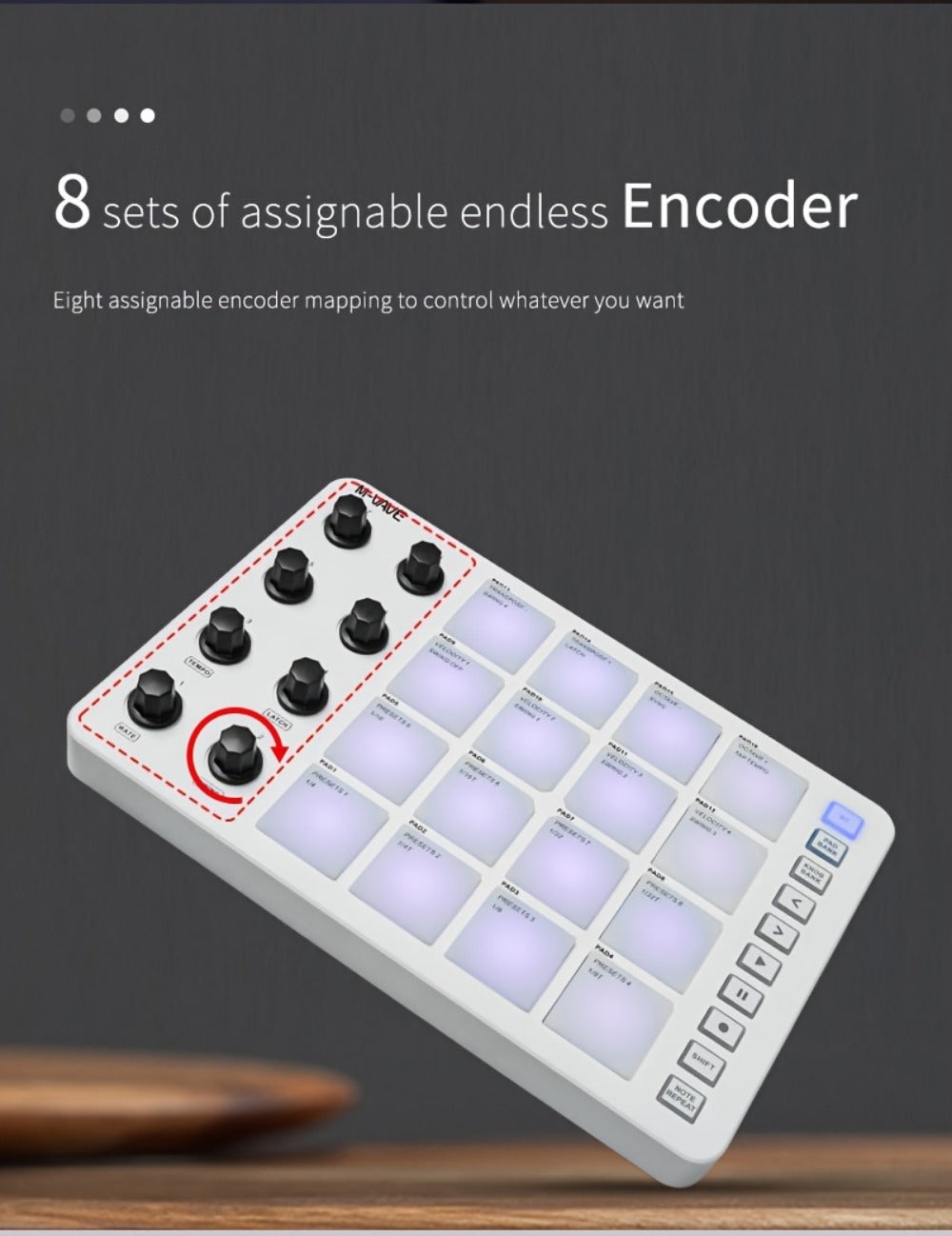 MIDI Pad Controller, Wireless, USB, M-VAVE, Portable for Music Production detail image - detail view 14
